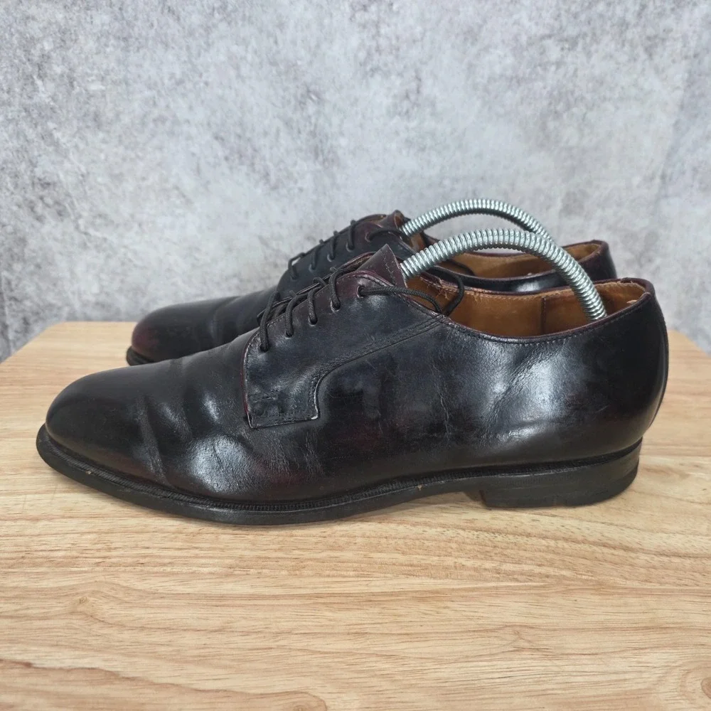 Cole Haan Derby Shoes Men 9 Blucher Shoes Burgundy Oxford Leather Vintage USA